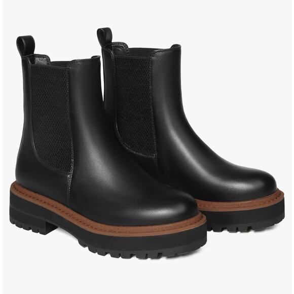 Muccute Shoes - Women's Chelsea Platform Ankle Boots Chunky Heel Slip on Elastic Lug